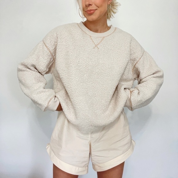 American Eagle Sherpa Crewneck Pullover Oversized Slouchy Sweatshirt - Picture 1 of 4